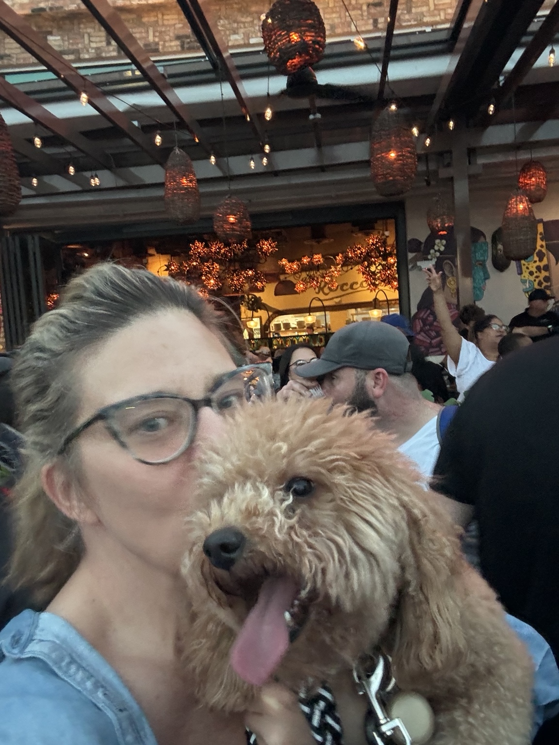 Mary Beth and Stella enjoying a lively Sarasota outing