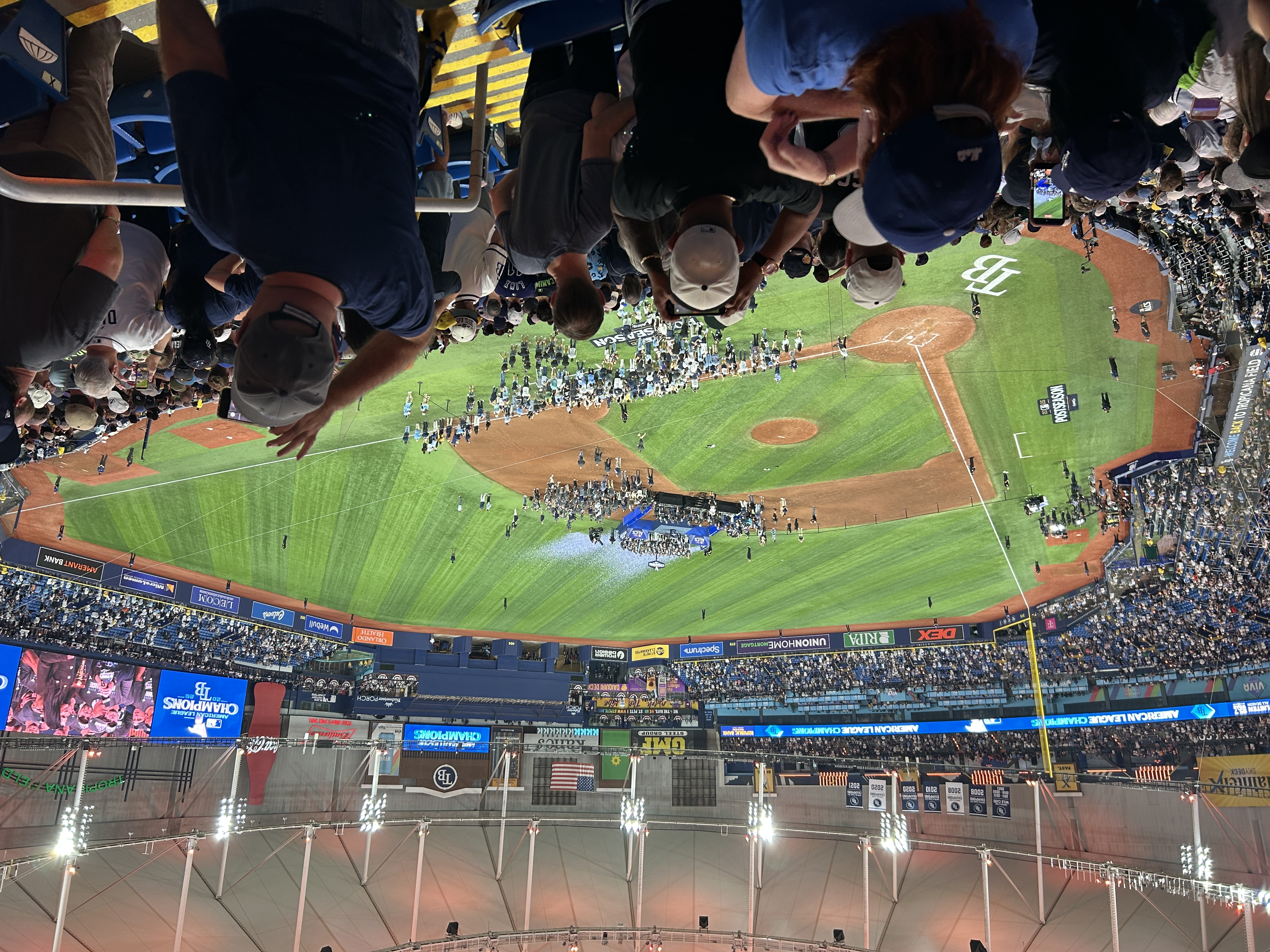 The Tampa Bay Rays celebrate their 2026 American League championship at Tropicana Field